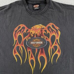 FADED Vintage Harley-Davidson Shirt L/XL Eagle Flames Alamo City San Antonio 90s